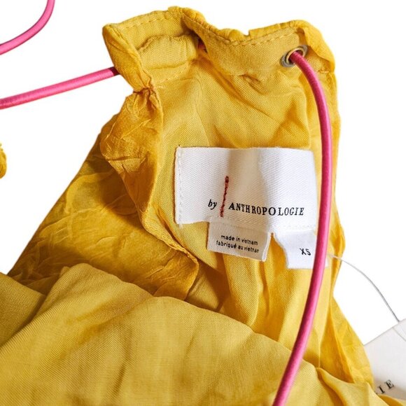 Anthropologie Halter Parachute Bubble-Hem Tank Blouse Toggle Back Yellow XS, NWT - Picture 4 of 10